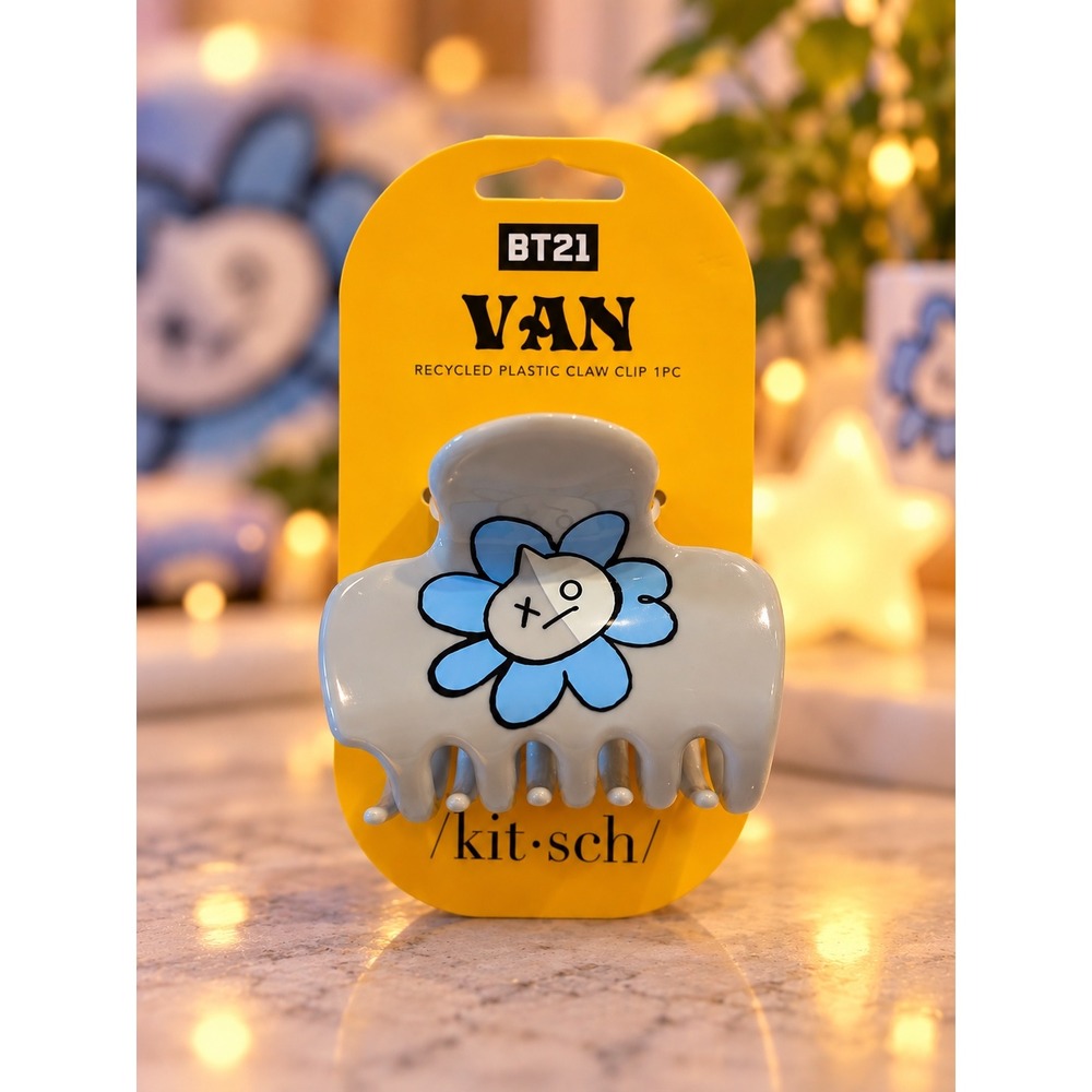 Kitsch x BT21 Van Recycled Plastic Claw Clip BTS K-Pop Hair Accessory Grey Blue